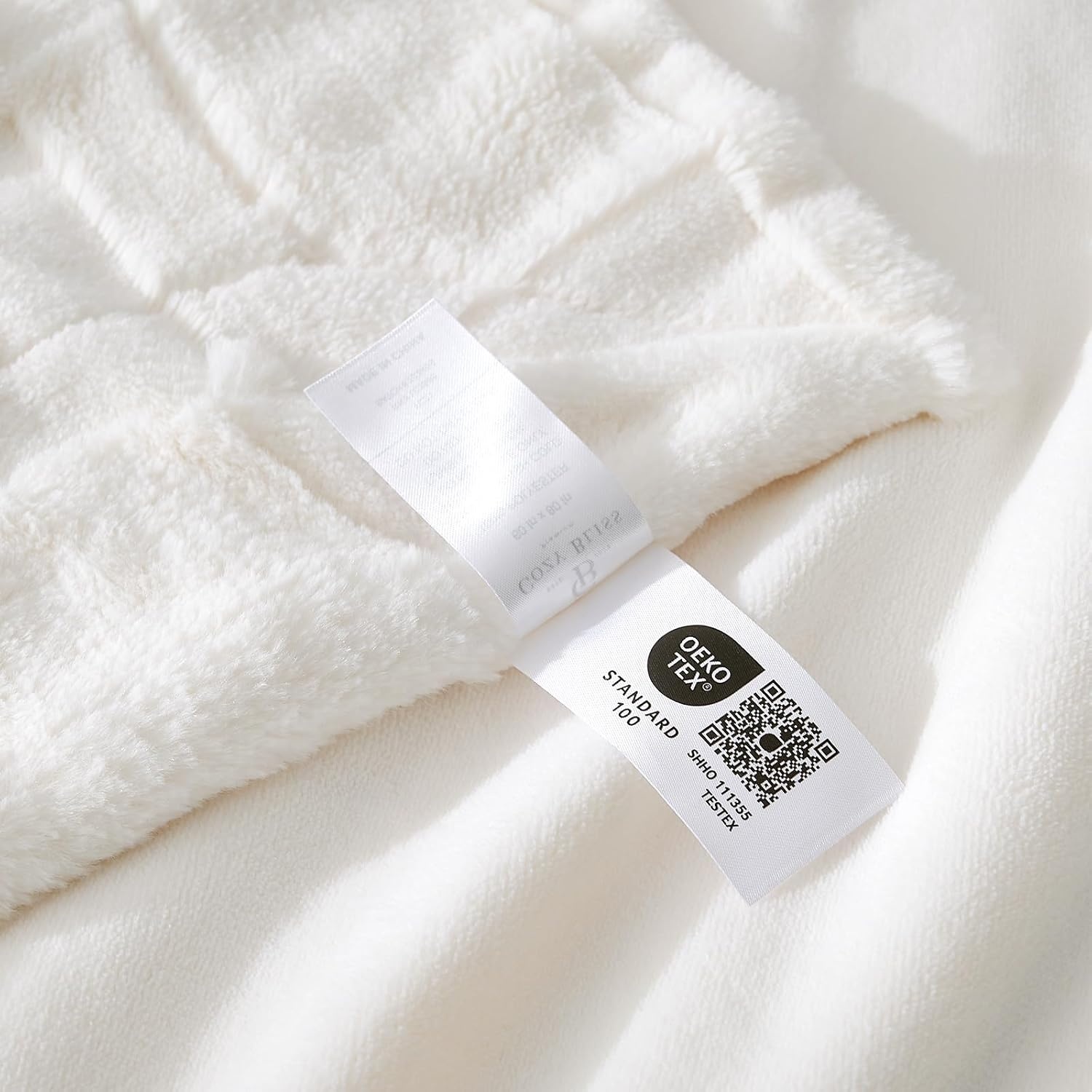 image:imageCozy Bliss Checkered Faux Rabbit Fur Blanket Queen Size for Bed Soft Fuzzy Blankets for Women Men Large Furry Fleece Throw for Bedroom Decor Ivory 90 x 90Ivory