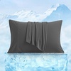 image:imageCozy Bliss 2 Pack Cooling Pillow Cases Queen 20 x 30 GreenCharcoal Gray