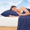 image:imageCozy Bliss 2 Pack Cooling Pillow Cases Queen 20 x 30 GreenDark Blue