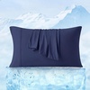 image:imageCozy Bliss 2 Pack Cooling Pillow Cases Queen 20 x 30 GreenDark Blue