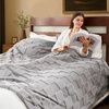 image:imageCozy Bliss Checkered Faux Rabbit Fur Blanket Queen Size for Bed Soft Fuzzy Blankets for Women Men Large Furry Fleece Throw for Bedroom Decor Ivory 90 x 90Grey