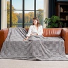 image:imageCozy Bliss Checkered Faux Rabbit Fur Blanket Queen Size for Bed Soft Fuzzy Blankets for Women Men Large Furry Fleece Throw for Bedroom Decor Ivory 90 x 90Grey