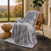 image:imageCozy Bliss Checkered Faux Rabbit Fur Blanket Queen Size for Bed Soft Fuzzy Blankets for Women Men Large Furry Fleece Throw for Bedroom Decor Ivory 90 x 90Grey