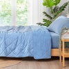 image:imageCozy Bliss Cooling Blanket for Hot Sleepers Queen Size QMax 045 Cooling Comfort Cold Blankets for Night Sweats Sleeping UltraCool Lightweight Breathable Blanket for Bed Mist GreyDark Blue