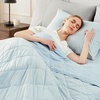 image:imageCozy Bliss Cooling Blanket for Hot Sleepers Queen Size QMax 045 Cooling Comfort Cold Blankets for Night Sweats Sleeping UltraCool Lightweight Breathable Blanket for Bed Mist GreyCool Blue