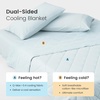 image:imageCozy Bliss Cooling Blanket for Hot Sleepers Queen Size QMax 045 Cooling Comfort Cold Blankets for Night Sweats Sleeping UltraCool Lightweight Breathable Blanket for Bed Mist GreyCool Blue