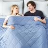 image:imageCozy Bliss Cooling Blanket for Hot Sleepers Queen Size QMax 045 Cooling Comfort Cold Blankets for Night Sweats Sleeping UltraCool Lightweight Breathable Blanket for Bed Mist GreyDark Blue