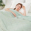 image:imageCozy Bliss Cooling Blanket for Hot Sleepers Queen Size QMax 045 Cooling Comfort Cold Blankets for Night Sweats Sleeping UltraCool Lightweight Breathable Blanket for Bed Mist GreyMint Green