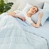 image:imageCozy Bliss Cooling Blanket for Hot Sleepers Queen Size QMax 045 Cooling Comfort Cold Blankets for Night Sweats Sleeping UltraCool Lightweight Breathable Blanket for Bed Mist GreyCool Blue