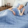 image:imageCozy Bliss Cooling Blanket for Hot Sleepers Queen Size QMax 045 Cooling Comfort Cold Blankets for Night Sweats Sleeping UltraCool Lightweight Breathable Blanket for Bed Mist GreyDark Blue