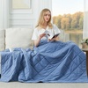 image:imageCozy Bliss Cooling Blanket for Hot Sleepers Queen Size QMax 045 Cooling Comfort Cold Blankets for Night Sweats Sleeping UltraCool Lightweight Breathable Blanket for Bed Mist GreyDark Blue