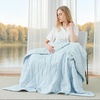 image:imageCozy Bliss Cooling Blanket for Hot Sleepers Queen Size QMax 045 Cooling Comfort Cold Blankets for Night Sweats Sleeping UltraCool Lightweight Breathable Blanket for Bed Mist GreyCool Blue