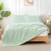 image:imageCozy Bliss Cooling Blanket for Hot Sleepers Queen Size QMax 045 Cooling Comfort Cold Blankets for Night Sweats Sleeping UltraCool Lightweight Breathable Blanket for Bed Mist GreyMint Green