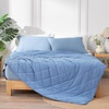 image:imageCozy Bliss Cooling Blanket for Hot Sleepers Queen Size QMax 045 Cooling Comfort Cold Blankets for Night Sweats Sleeping UltraCool Lightweight Breathable Blanket for Bed Mist GreyDark Blue