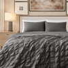image:imageCozy Bliss Cooling Comforter Seersucker Plaid Queen Size QMax 045 Lightweight Cooling Blanket Breathable Silk Smooth Summer Bedding Quilt for Hot Sleepers Night Sweats Dark GrayDark Grey