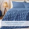 image:imageCozy Bliss Cooling Comforter Seersucker Plaid Queen Size QMax 045 Lightweight Cooling Blanket Breathable Silk Smooth Summer Bedding Quilt for Hot Sleepers Night Sweats Dark GrayNavy Blue