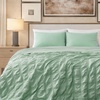 image:imageCozy Bliss Cooling Comforter Seersucker Plaid Queen Size QMax 045 Lightweight Cooling Blanket Breathable Silk Smooth Summer Bedding Quilt for Hot Sleepers Night Sweats Dark GraySage Green