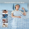 image:imageCozy Bliss Cooling Comforter Seersucker Plaid Queen Size QMax 045 Lightweight Cooling Blanket Breathable Silk Smooth Summer Bedding Quilt for Hot Sleepers Night Sweats Dark GrayBlue