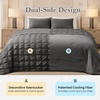 image:imageCozy Bliss Cooling Comforter Seersucker Plaid Queen Size QMax 045 Lightweight Cooling Blanket Breathable Silk Smooth Summer Bedding Quilt for Hot Sleepers Night Sweats Dark GrayDark Grey