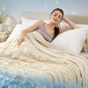 image:imageCozy Bliss Cooling Comforter Seersucker Plaid Queen Size QMax 045 Lightweight Cooling Blanket Breathable Silk Smooth Summer Bedding Quilt for Hot Sleepers Night Sweats Dark GrayKhaki