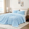 image:imageCozy Bliss Cooling Comforter Seersucker Plaid Queen Size QMax 045 Lightweight Cooling Blanket Breathable Silk Smooth Summer Bedding Quilt for Hot Sleepers Night Sweats Dark GrayBlue