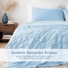 image:imageCozy Bliss Cooling Comforter Seersucker Plaid Queen Size QMax 045 Lightweight Cooling Blanket Breathable Silk Smooth Summer Bedding Quilt for Hot Sleepers Night Sweats Dark GrayBlue