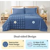 image:imageCozy Bliss Cooling Comforter Seersucker Plaid Queen Size QMax 045 Lightweight Cooling Blanket Breathable Silk Smooth Summer Bedding Quilt for Hot Sleepers Night Sweats Dark GrayNavy Blue