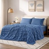 image:imageCozy Bliss Cooling Comforter Seersucker Plaid Queen Size QMax 045 Lightweight Cooling Blanket Breathable Silk Smooth Summer Bedding Quilt for Hot Sleepers Night Sweats Dark GrayNavy Blue