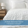 image:imageCozy Bliss Cooling Comforter Seersucker Plaid Queen Size QMax 045 Lightweight Cooling Blanket Breathable Silk Smooth Summer Bedding Quilt for Hot Sleepers Night Sweats Dark GrayWhite