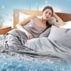 image:imageCozy Bliss Cooling Comforter Seersucker Plaid Queen Size QMax 045 Lightweight Cooling Blanket Breathable Silk Smooth Summer Bedding Quilt for Hot Sleepers Night Sweats Dark GrayGrey