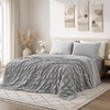 image:imageCozy Bliss Cooling Comforter Seersucker Plaid Queen Size QMax 045 Lightweight Cooling Blanket Breathable Silk Smooth Summer Bedding Quilt for Hot Sleepers Night Sweats Dark GrayGrey
