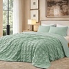 image:imageCozy Bliss Cooling Comforter Seersucker Plaid Queen Size QMax 045 Lightweight Cooling Blanket Breathable Silk Smooth Summer Bedding Quilt for Hot Sleepers Night Sweats Dark GraySage Green