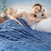 image:imageCozy Bliss Cooling Comforter Seersucker Plaid Queen Size QMax 045 Lightweight Cooling Blanket Breathable Silk Smooth Summer Bedding Quilt for Hot Sleepers Night Sweats Dark GrayNavy Blue