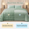 image:imageCozy Bliss Cooling Comforter Seersucker Plaid Queen Size QMax 045 Lightweight Cooling Blanket Breathable Silk Smooth Summer Bedding Quilt for Hot Sleepers Night Sweats Dark GraySage Green