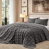 image:imageCozy Bliss Cooling Comforter Seersucker Plaid Queen Size QMax 045 Lightweight Cooling Blanket Breathable Silk Smooth Summer Bedding Quilt for Hot Sleepers Night Sweats Dark GrayDark Grey