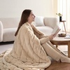 image:imageCozy Bliss Deluxe Striped Rabbit Faux Fur Throw Blanket Soft Fluffy Warm Plush Blanket for Winter Modern Homr Decor Tiedye Grey 60x80Khaki