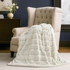 image:imageCozy Bliss Deluxe Striped Rabbit Faux Fur Throw Blanket Soft Fluffy Warm Plush Blanket for Winter Modern Homr Decor Tiedye Grey 60x80Stripe  Beige