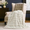 image:imageCozy Bliss Deluxe Striped Rabbit Faux Fur Throw Blanket Soft Fluffy Warm Plush Blanket for Winter Modern Homr Decor Tiedye Grey 60x80Stripe  Beige