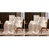 image:imageCozy Bliss Deluxe Striped Rabbit Faux Fur Throw Blanket Soft Fluffy Warm Plush Blanket for Winter Modern Homr Decor Tiedye Grey 60x80Stripe  Beige