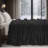 image:imageCozy Bliss Deluxe Striped Rabbit Faux Fur Throw Blanket Soft Fluffy Warm Plush Blanket for Winter Modern Homr Decor Tiedye Grey 60x80Stripe  Black