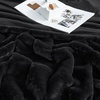 image:imageCozy Bliss Deluxe Striped Rabbit Faux Fur Throw Blanket Soft Fluffy Warm Plush Blanket for Winter Modern Homr Decor Tiedye Grey 60x80Stripe  Black