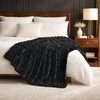 image:imageCozy Bliss Deluxe Striped Rabbit Faux Fur Throw Blanket Soft Fluffy Warm Plush Blanket for Winter Modern Homr Decor Tiedye Grey 60x80Stripe  Black