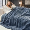 image:imageCozy Bliss Deluxe Striped Rabbit Faux Fur Throw Blanket Soft Fluffy Warm Plush Blanket for Winter Modern Homr Decor Tiedye Grey 60x80Stripe  Blue