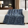 image:imageCozy Bliss Deluxe Striped Rabbit Faux Fur Throw Blanket Soft Fluffy Warm Plush Blanket for Winter Modern Homr Decor Tiedye Grey 60x80Stripe  Blue