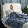 image:imageCozy Bliss Deluxe Striped Rabbit Faux Fur Throw Blanket Soft Fluffy Warm Plush Blanket for Winter Modern Homr Decor Tiedye Grey 60x80Stripe  Blue
