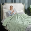 image:imageCozy Bliss Deluxe Striped Rabbit Faux Fur Throw Blanket Soft Fluffy Warm Plush Blanket for Winter Modern Homr Decor Tiedye Grey 60x80Stripe  Green