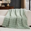 image:imageCozy Bliss Deluxe Striped Rabbit Faux Fur Throw Blanket Soft Fluffy Warm Plush Blanket for Winter Modern Homr Decor Tiedye Grey 60x80Stripe  Green