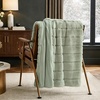 image:imageCozy Bliss Deluxe Striped Rabbit Faux Fur Throw Blanket Soft Fluffy Warm Plush Blanket for Winter Modern Homr Decor Tiedye Grey 60x80Stripe  Green