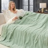 image:imageCozy Bliss Deluxe Striped Rabbit Faux Fur Throw Blanket Soft Fluffy Warm Plush Blanket for Winter Modern Homr Decor Tiedye Grey 60x80Stripe  Green
