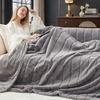 image:imageCozy Bliss Deluxe Striped Rabbit Faux Fur Throw Blanket Soft Fluffy Warm Plush Blanket for Winter Modern Homr Decor Tiedye Grey 60x80Stripe  Grey